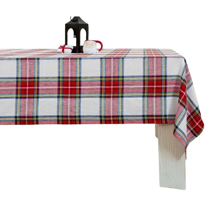 Solino Home 100% Pure Linen Tablecloth | Stewart Plaid for Spring and Easter