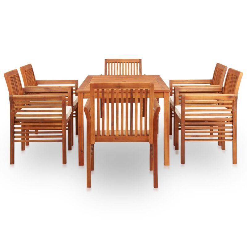 vidaXL 7 Piece Outdoor Dining Set with Cushions Solid Acacia Wood
