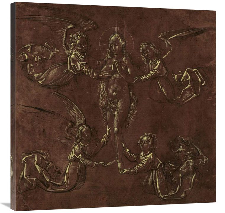 Mary Magdalen Transported by Four Angels-Canvas Art-36x36