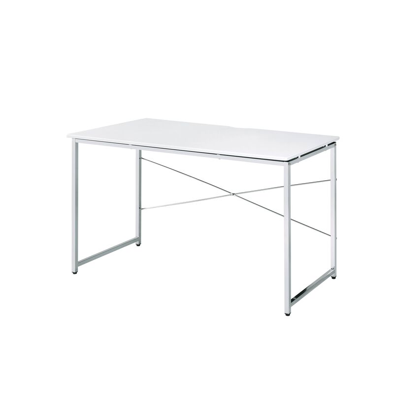 ACME Tennos Writing Desk(Same AC00903), White & Chrome Finish