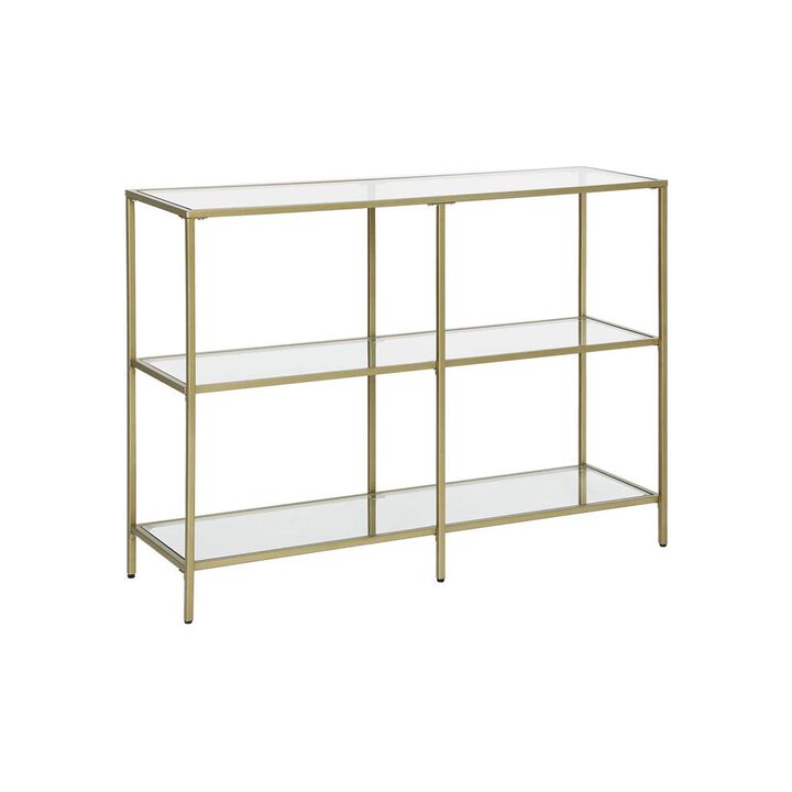 3-Tier Tempered Glass Console Table with Modern Shelves