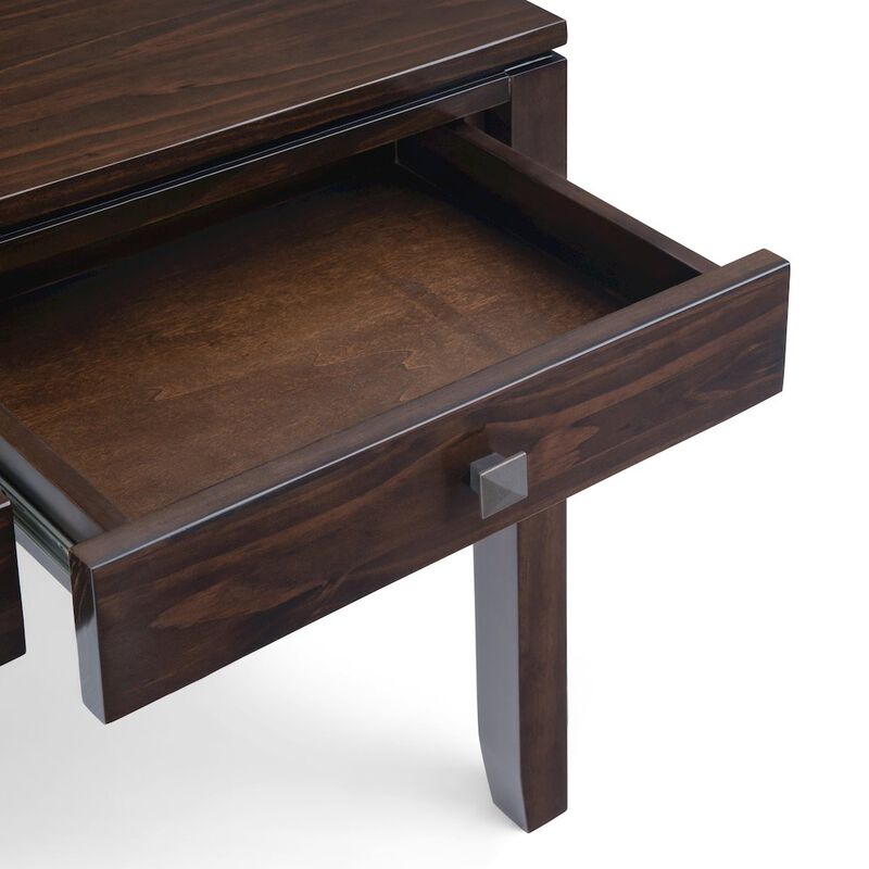 Simpli Home Cosmopolitan Solid Wood Wide Console Sofa Table In Mahogany Brown