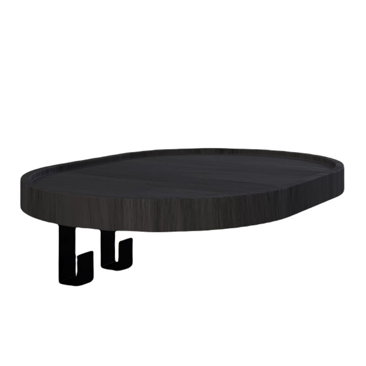 Wall-Mounted Modern Hardwood Coat Rack with a Shelf and Two Metal Hooks Black