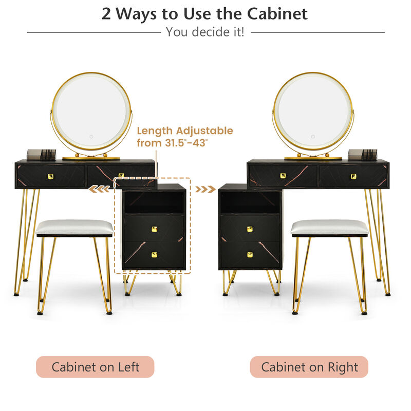 Modern Dressing Table with Storage Cabinet-Black