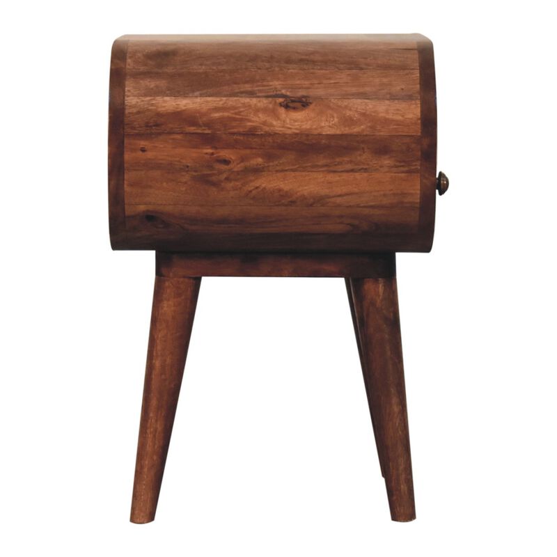 Artisan Furniture Solid Wood Honey Caramel Circular Bedside with Open Slot