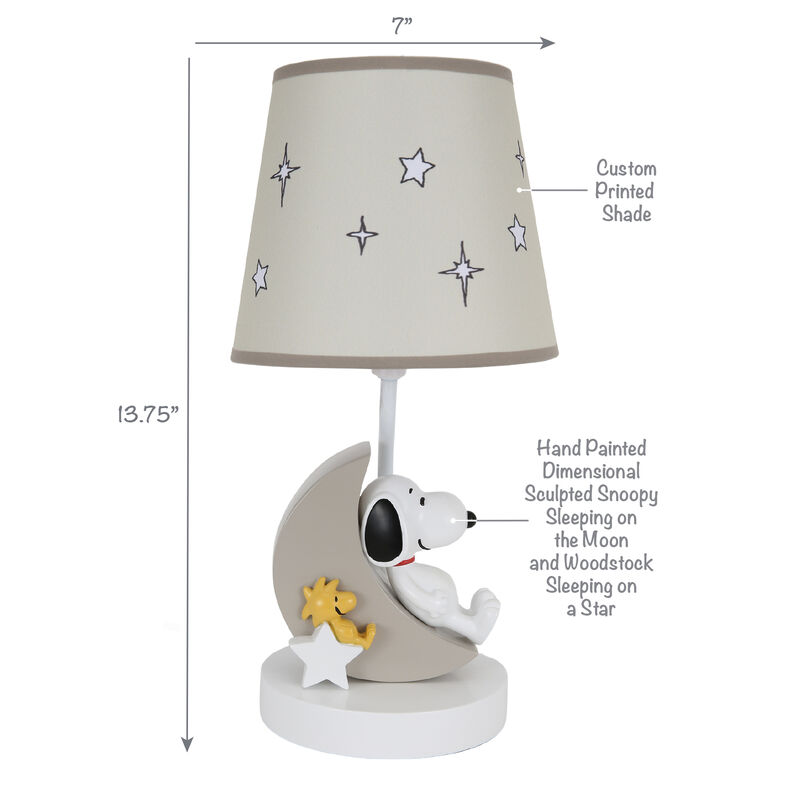 Bedtime Originals Snoopy Love w/ Woodstock Hand-Painted Lamp with Shade & Bulb