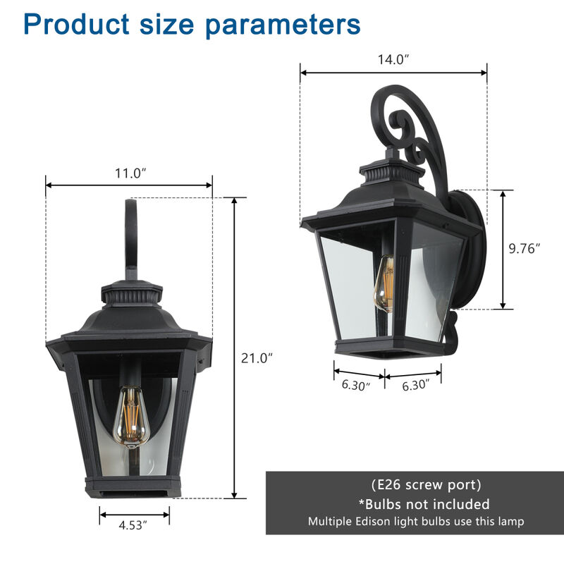 Large Outdoor Wall Sconce Lights With Clear Glass