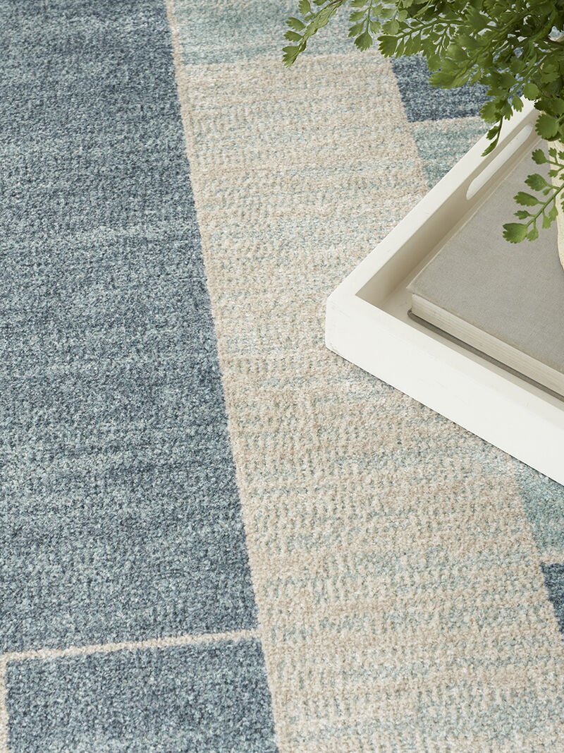 Astra Machine Washable ASW09 Blue/Ivory 7'10" x 10' Rug