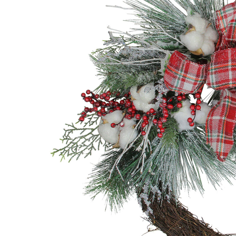 Holly Berry Red and Green Artificial Christmas Wreath - 24-Inch  Unlit