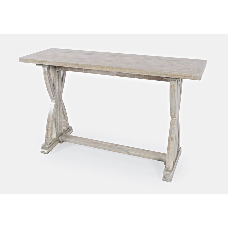 Jofran Fairview Transitional Herringbone Distressed Acacia Sofa Table