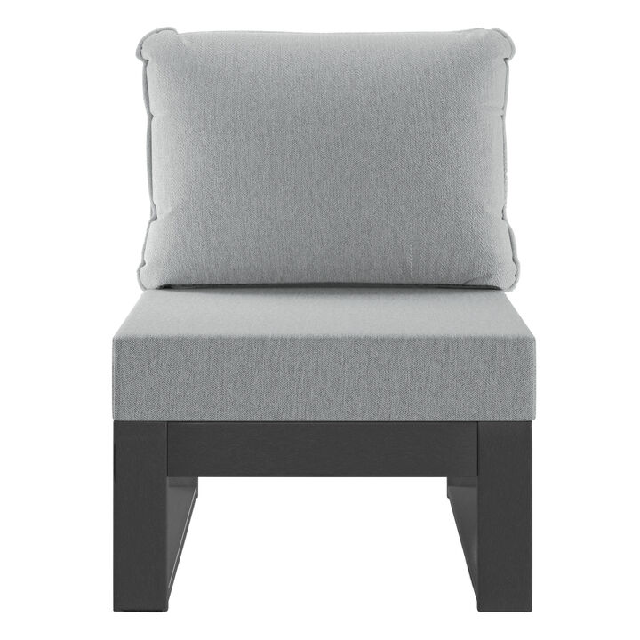 WestinTrends Outdoor HDPE Sectional Armless Chair with Water-Proof Patio Cushions