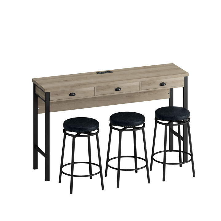 Merax 3-Drawer Dining Table with Stools Dining Set