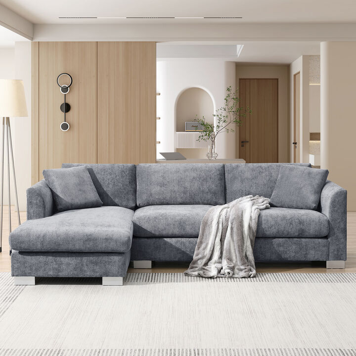 Merax Modern Cloud L-shaped Sectional Sofa with Pillows