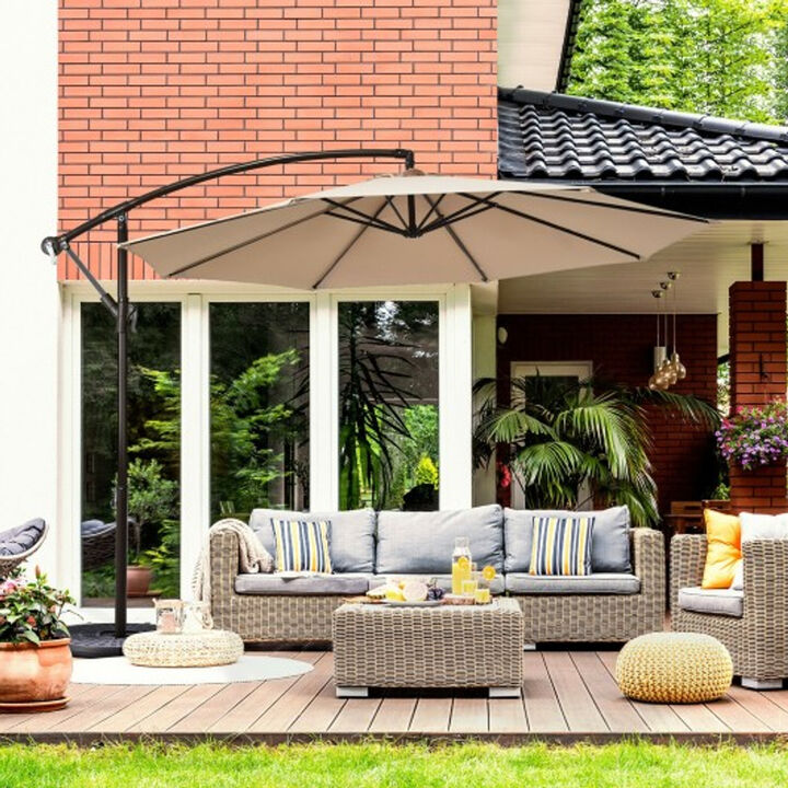 10 Feet Patio Offset Hanging Umbrella with Easy Tilt Adjustment