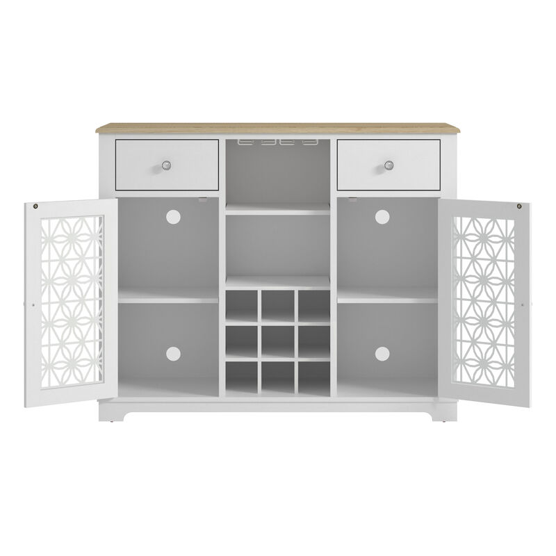 FESTIVO 47" Stylish Wine Cabinet with Metal Wine Glass Rack