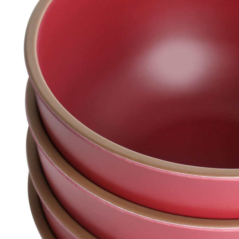 Gibson Home Rockabye 4 Piece Melamine Cereal Bowl Set in Dark Pink