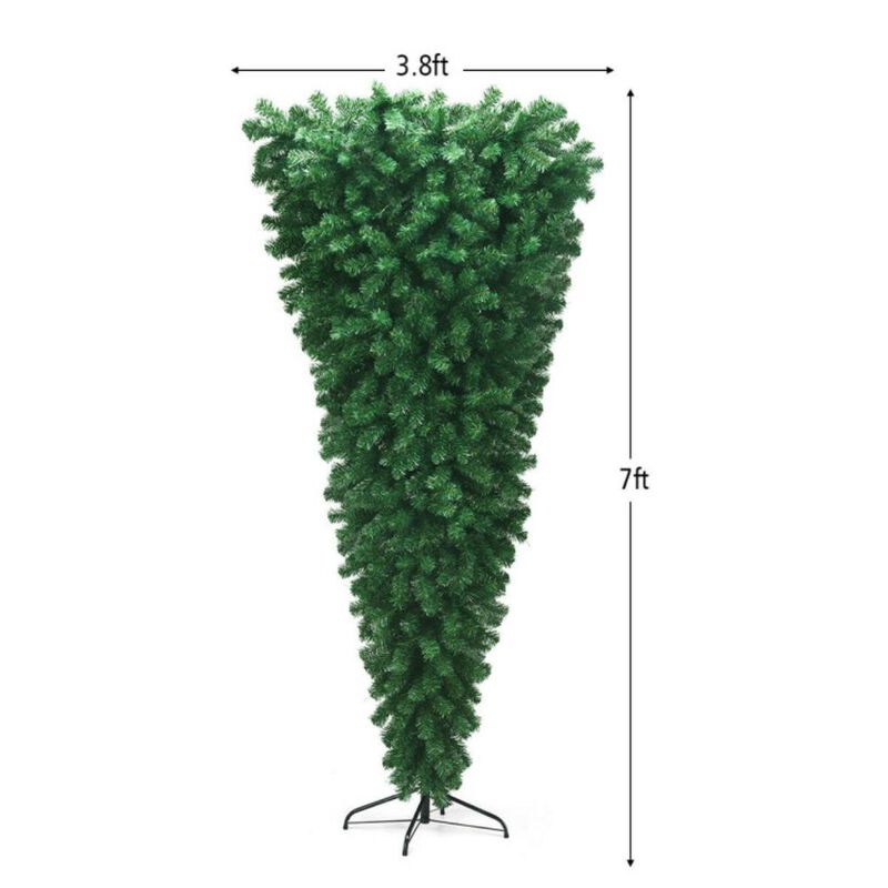 Hivvago 7 Feet Unlit Upside Down Artificial Christmas Tree