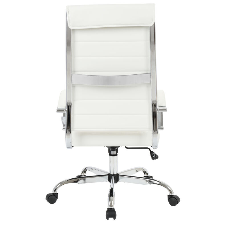 LeisureMod Benmar High-Back Mid-Century Modern Swivel Leather Office Chair – Ergonomic Executive Desk Chair with Adjustable Height, Tilt, and 360-Degree Swivel for Home and Office Comfort