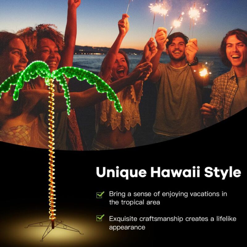 Hivvago 7 Feet LED Pre-lit Palm Tree Decor with Light Rope