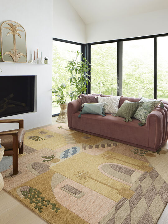 Villagio VIL01 Gold/Multi 18" x 18" Sample Rug