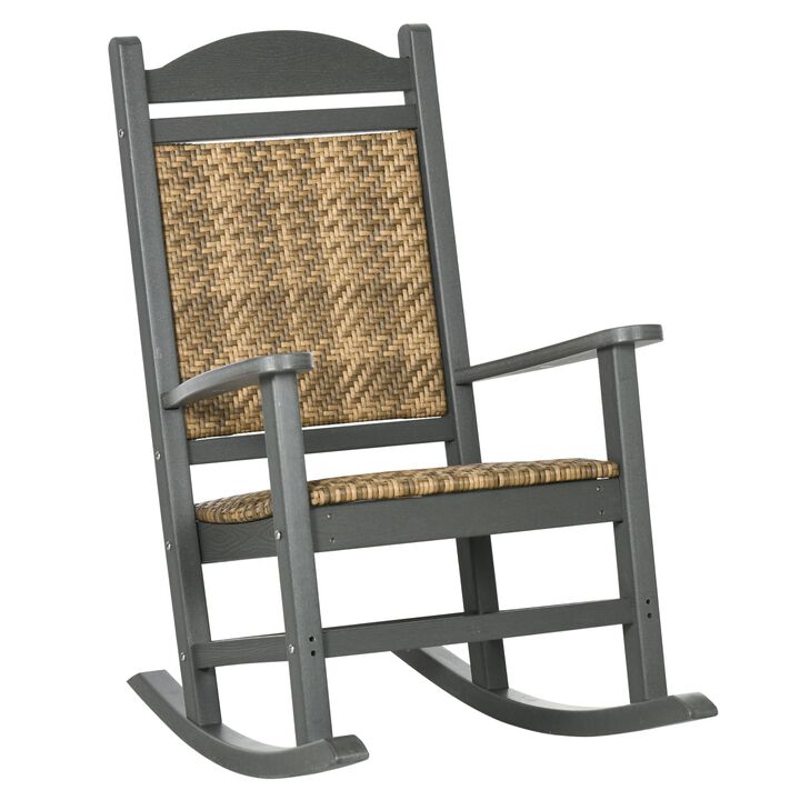 Outdoor Rocking Duo: HDPE Frame Chairs with Padded Seats & PE Rattan