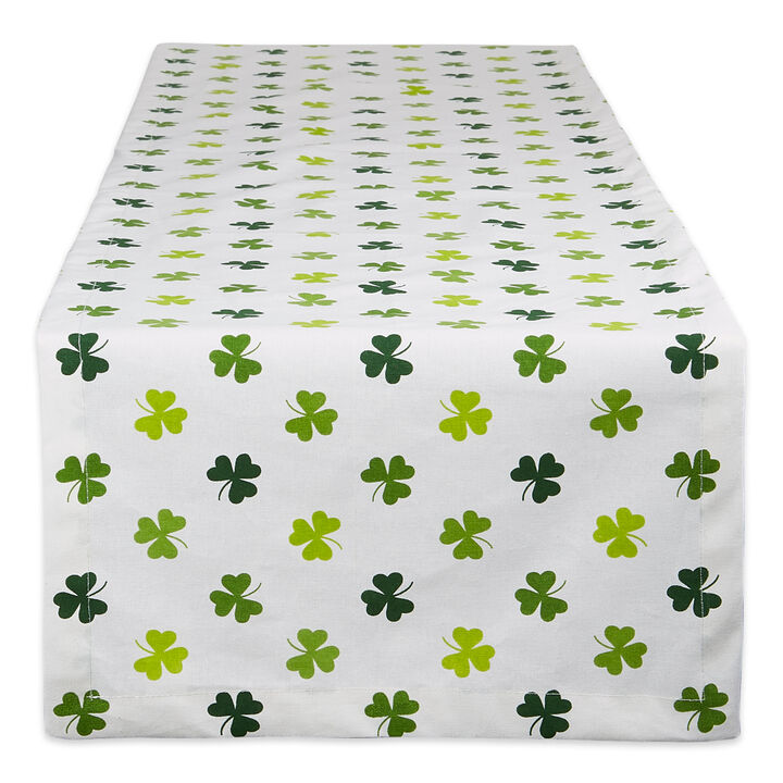 108" Green and White Shamrock Shake Table Runner