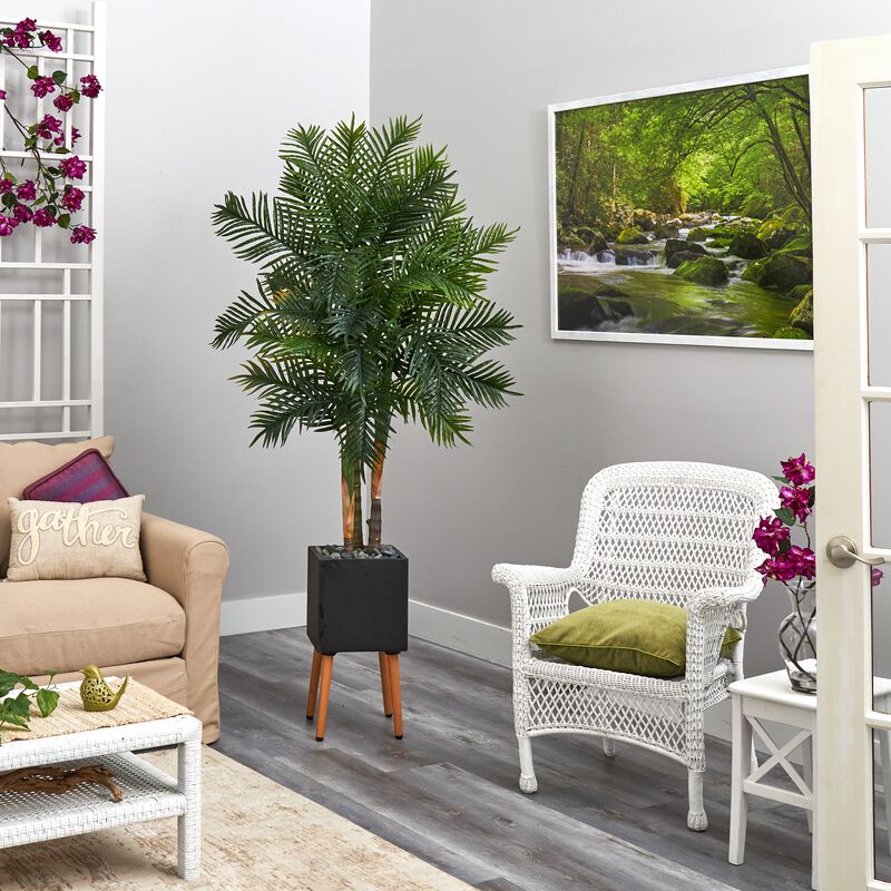 Hivvago 70 Inches Areca Palm Artificial Tree in Black Planter with Stand