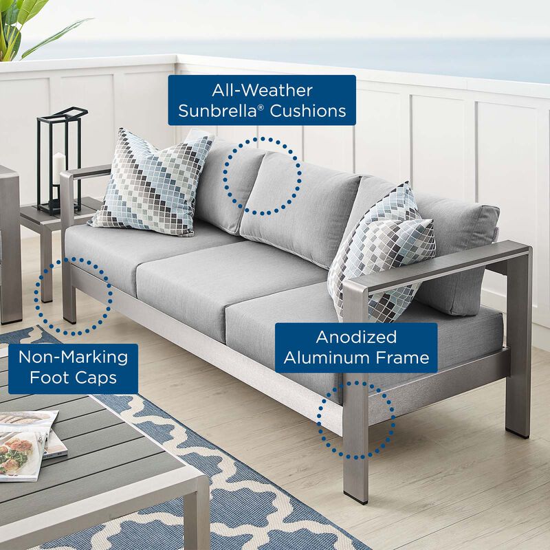 Modway - Shore Sunbrella® Fabric Aluminum Outdoor Patio Sofa