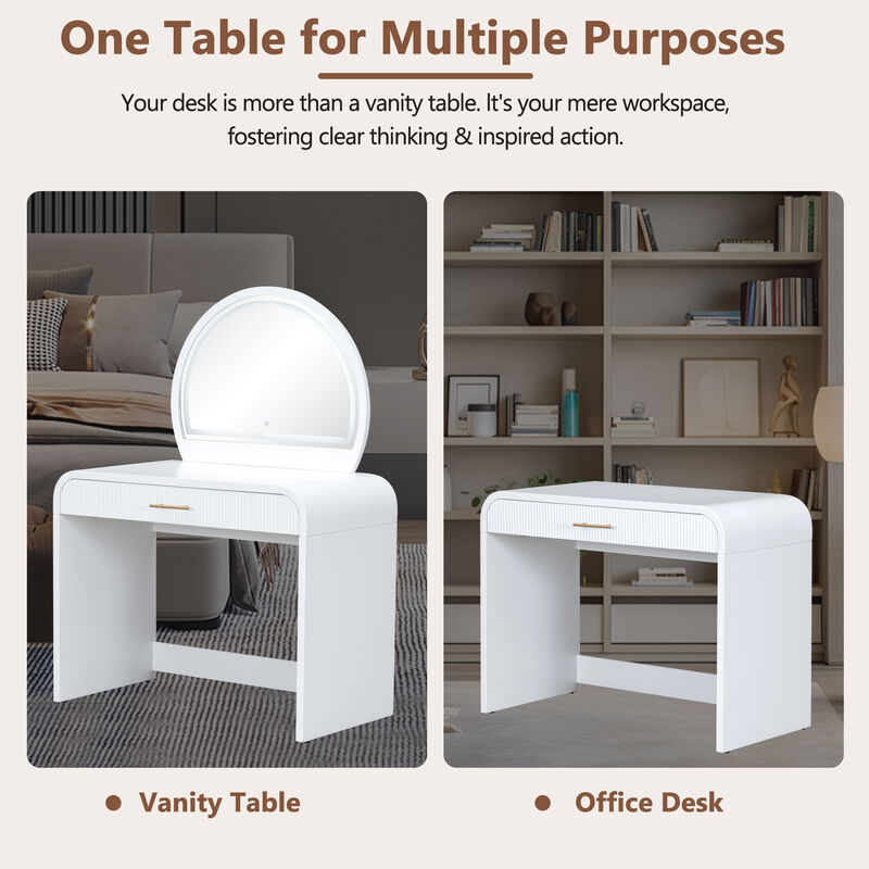 Merax Makeup Vanity Table with Touch Screen Lighted Mirror