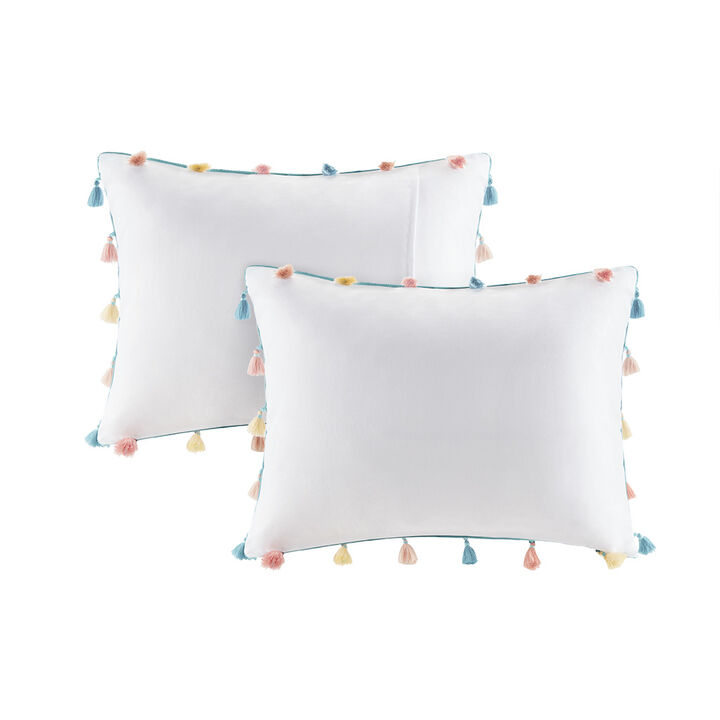 Gracie Mills Xylon Solid Tassel Comforter Set with Heart-Shaped Throw Pillow