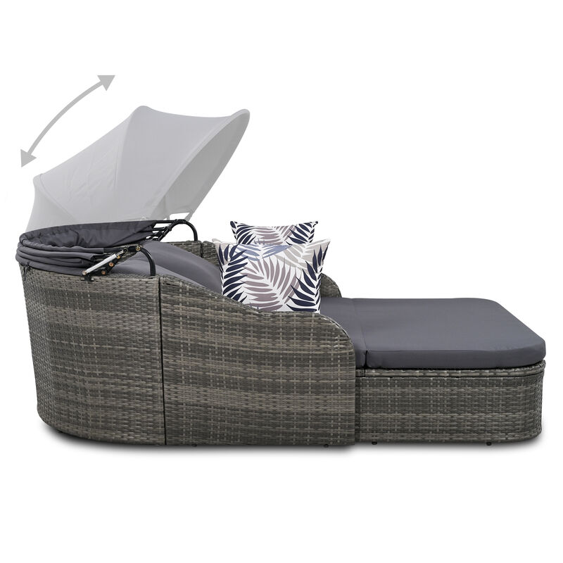 Merax Outdoor Sunbed with Adjustable Canopy