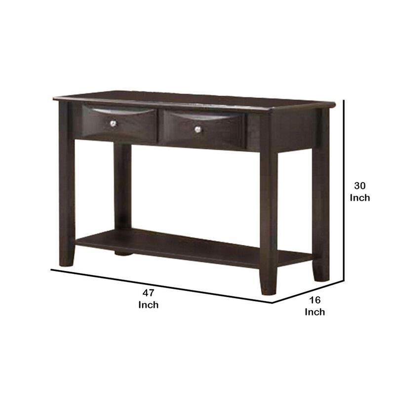 Wooden Console Table with 2 Spacious Drawers, Brown-Benzara