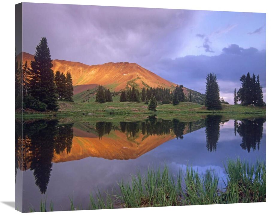 Mount Baldy at sunset reflected in lake along Paradise Divide, Colorado-Canvas Art-30x24.9