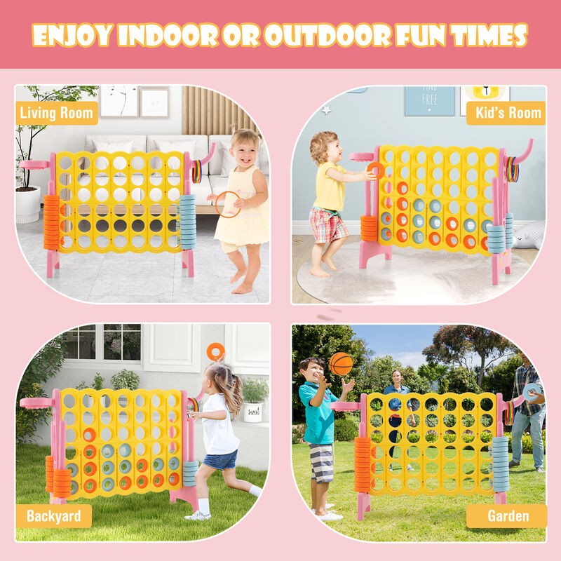 4-in-a-Row Connect Game with Basketball Hoop and Toss Ring