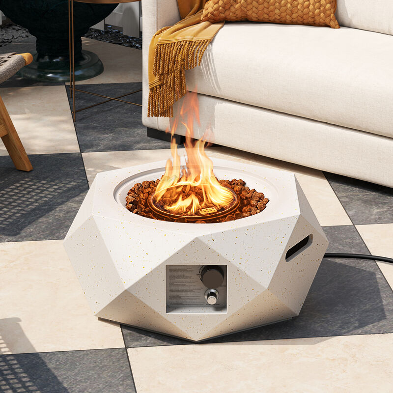 40000 BTU Hexagon Terrazzo Propane Fire Pit Table with Stainless Steel Burner