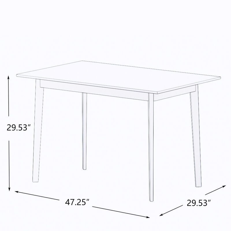Modern Dining Table 47 Inch Kitchen Table Rectangular Top With Solid Wood Leg