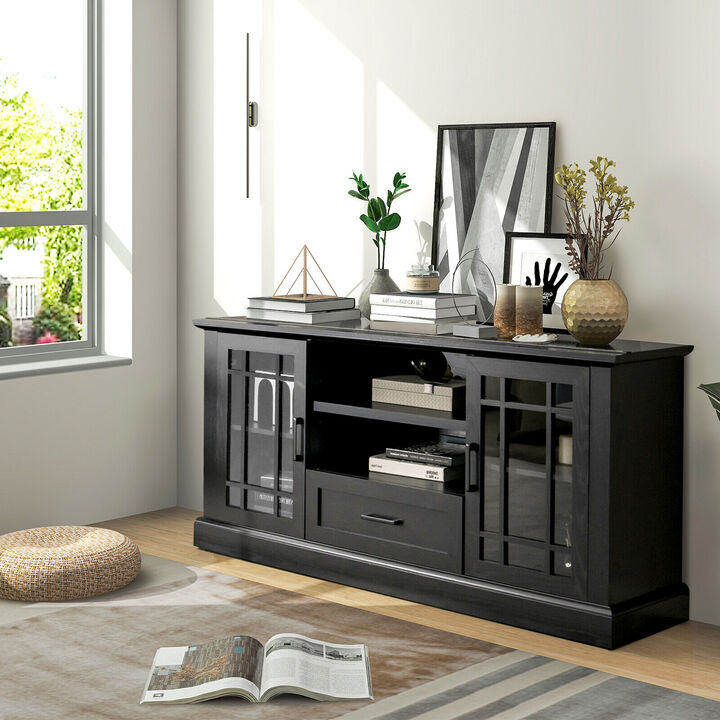 TV Stand for TVs up to 70" with Glass Doors, Cubbies, and Drawer Storage