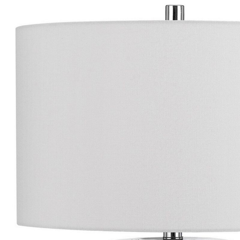 29 Inch Accent Table Lamp Set of 2, Tall Cylinder, Ball Finial Accent, Gray-Benzara