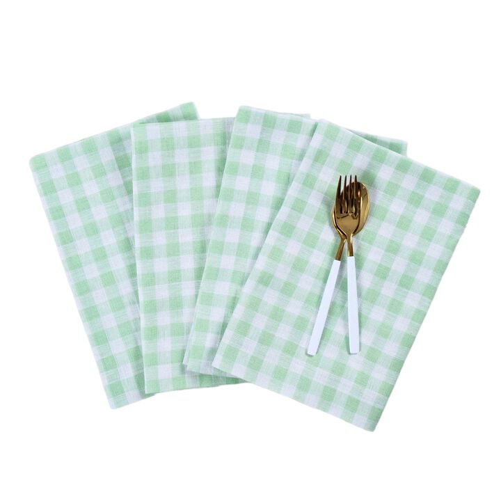 Solino Home 100% Pure Linen Cloth Napkins 20 x 20 Inch Set of 4 | Gingham Check Dinner Napkins