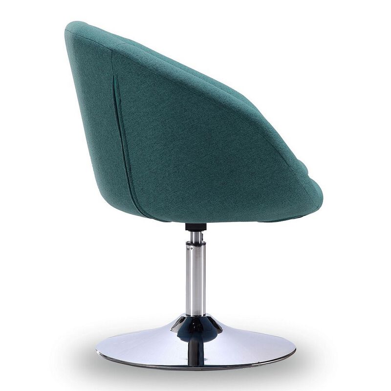Hopper Sky Blue and Polished Chrome Twill Adjustable Height Chair - Benzara