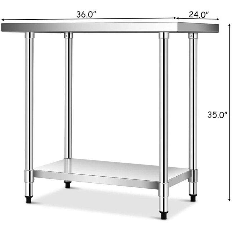Hivvago 24 x 36 Inch Stainless Steel Commercial Kitchen Food Prep Table