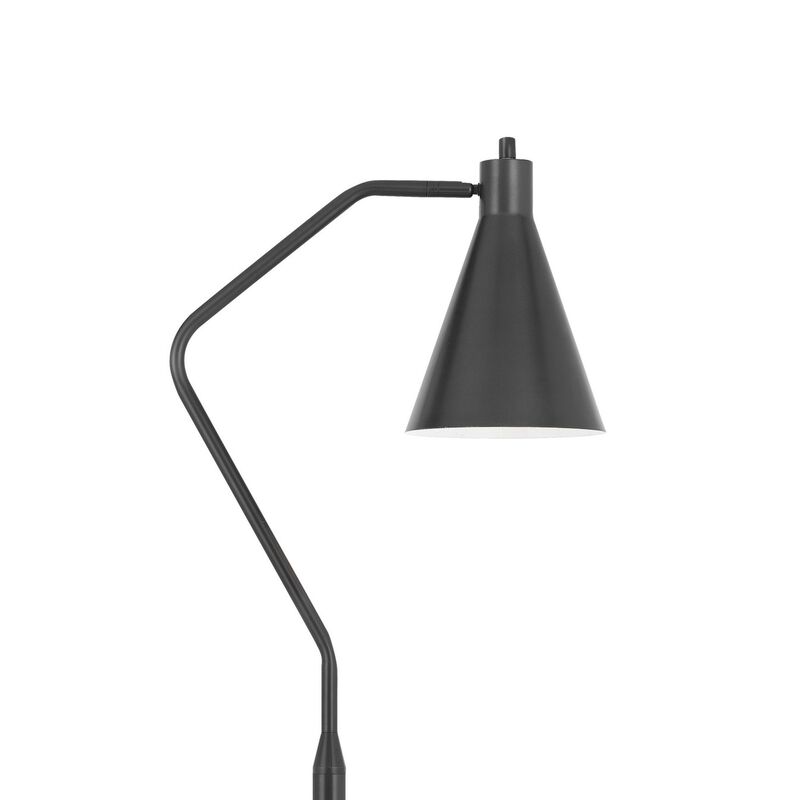 Sty 63 Inch Task Floor Lamp, Swivel Gray Shade, Angled Thin Metal Pole - Benzara