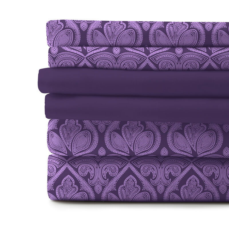 Lux Decor Collection Bed Sheets - Brushed Microfiber Paisley Sheet Set
