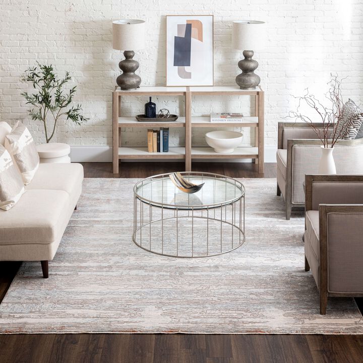 Solitude Silk Road Cream Dark gray 2' 7" X 7' 3" Rug