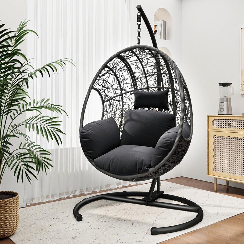 New Comming Outdoor Indoor PE Wicker Swing Egg Chair Gray Color