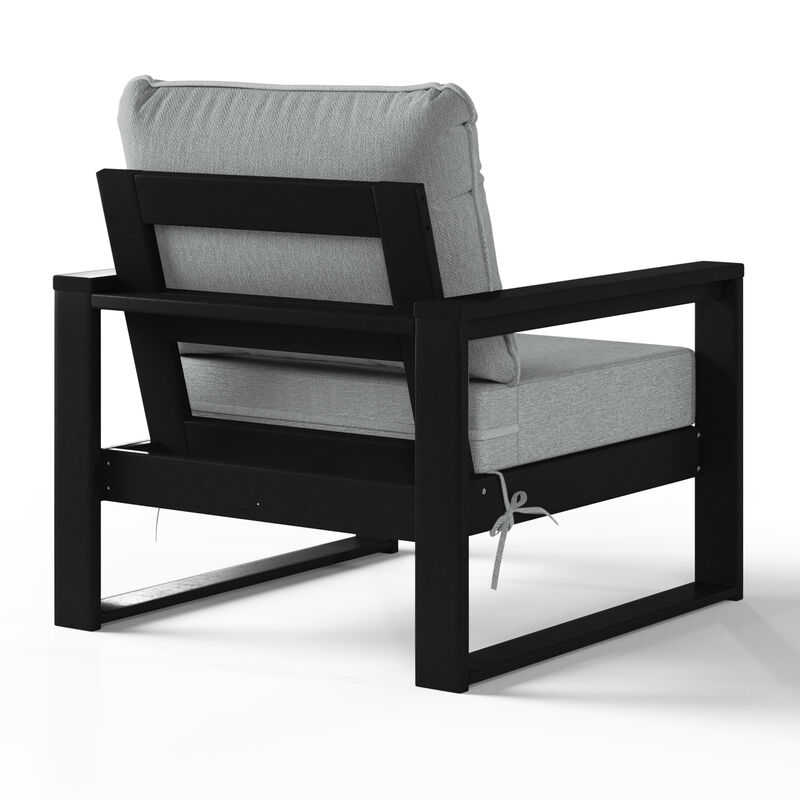 WestinTrends Outdoor Modern HDPE Patio Club Chair with Waterproof Deep Seat Cushions (Set of 2)
