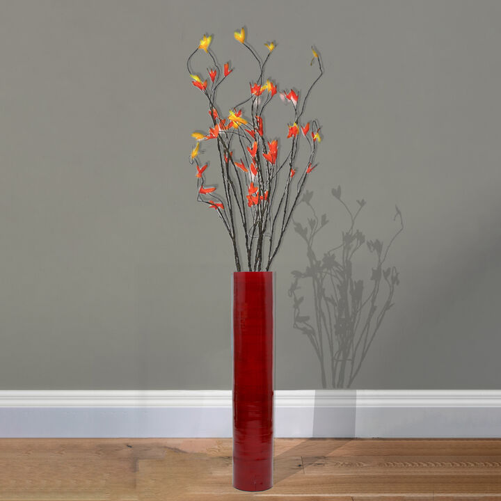 30-Inch-Tall Decorative Contemporary Bamboo Display Floor Vase - Cylinder Shape - Stylish Home Decor Accent - Modern Tall Vase for Living Room, Entryway, or Dining Room Decor, Green
