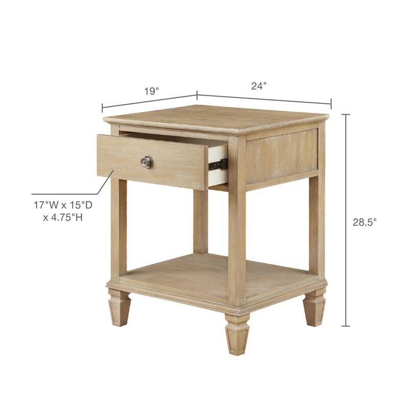 Starlight Canyon Home Rustic Brown Nightstand With Rubber Wood Frame And Metal Accents For Bedroom