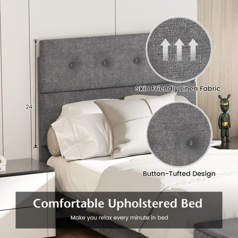 Hivvago Twin/Full/Queen Upholstered Bed Frame with Ottoman Storage