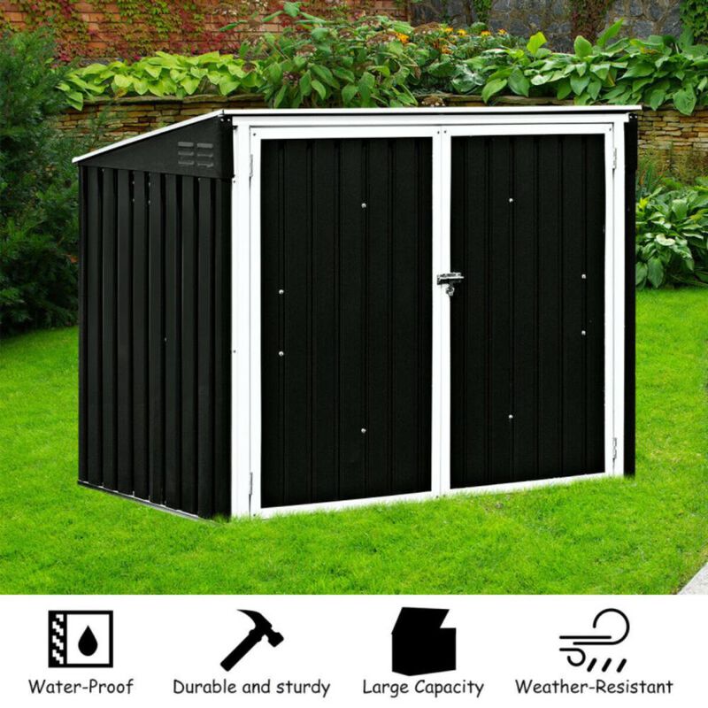 Hivvago Horizontal Storage Shed 68 Cubic Feet for Garbage Cans